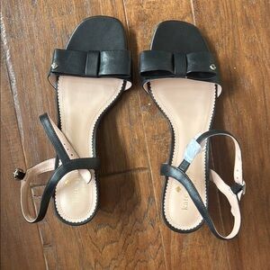 Kate Spade Cherie Mid Black Bow Sandal Heel Size 9 Worn Once